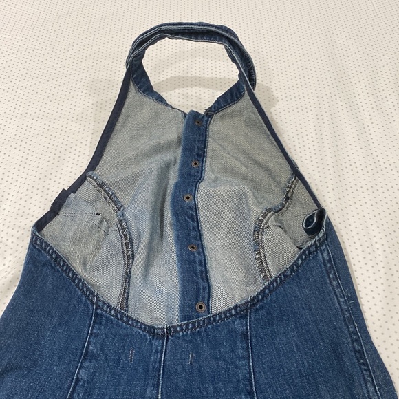 FREE PEOPLE Halter neck denim jumpsuit, US Size 4, worn once - Picture 2 of 8